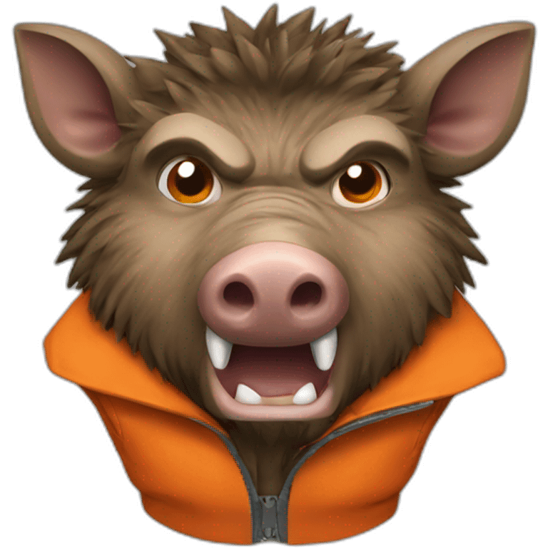 ANGRY wild boar with orange jacket emoji