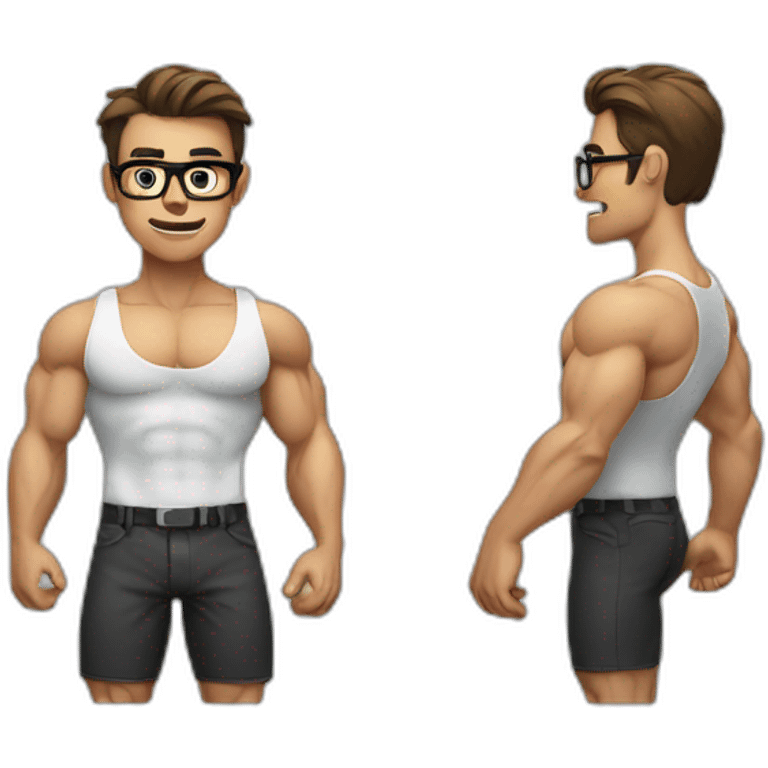 muscular nerd holding phone emoji