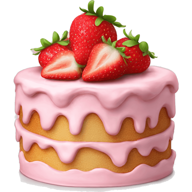 Pink strawberries and cream birthday cake  emoji