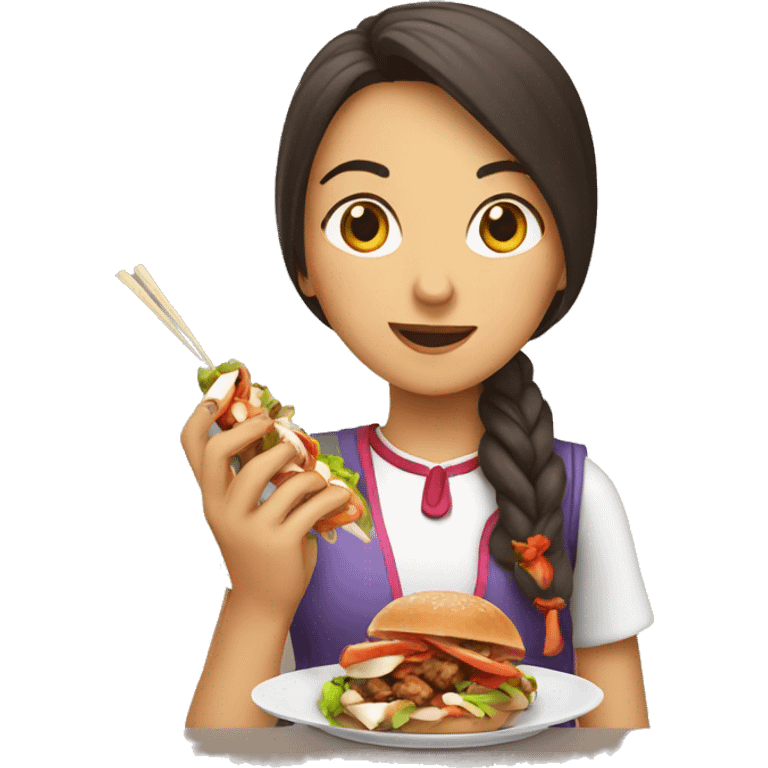 turkish girl eating a kebab emoji