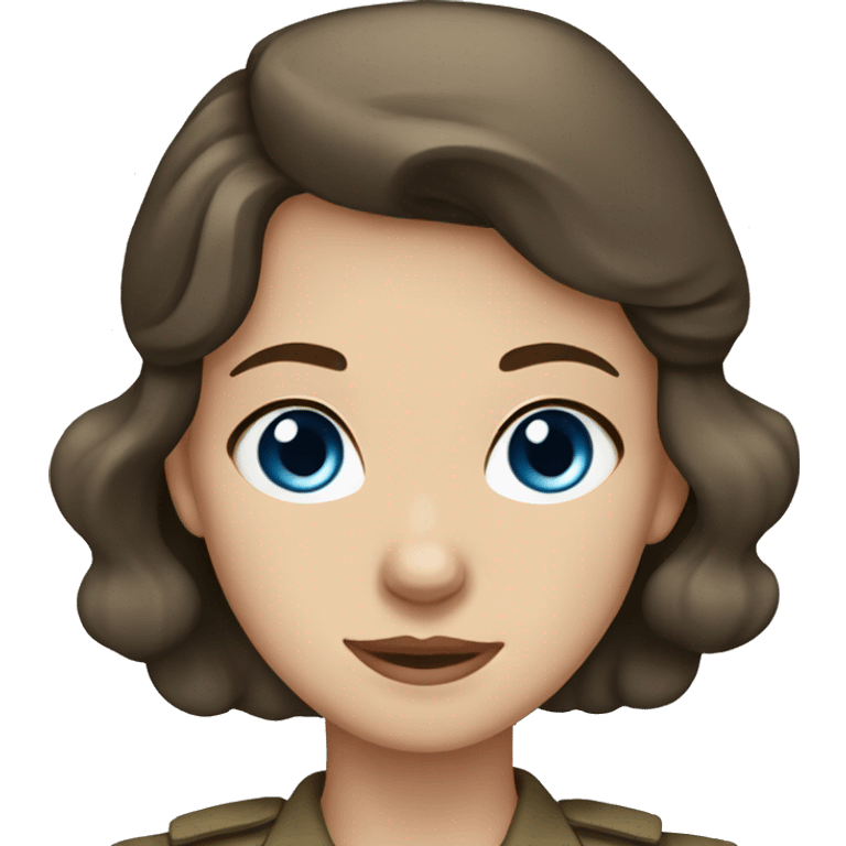 Wwii girl brown hair blue eyes emoji