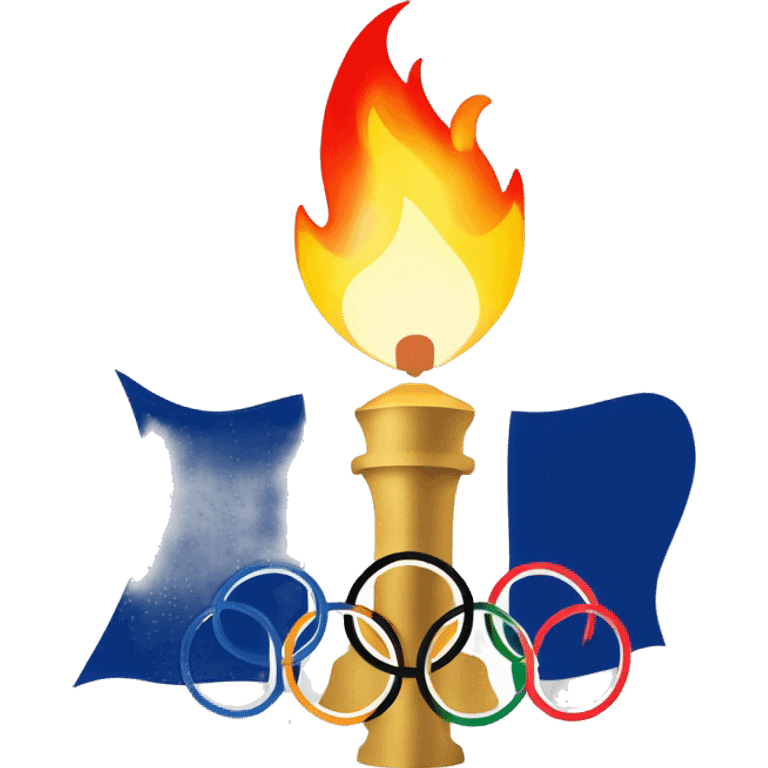 Olympic flame Paris 2024 and french flag emoji