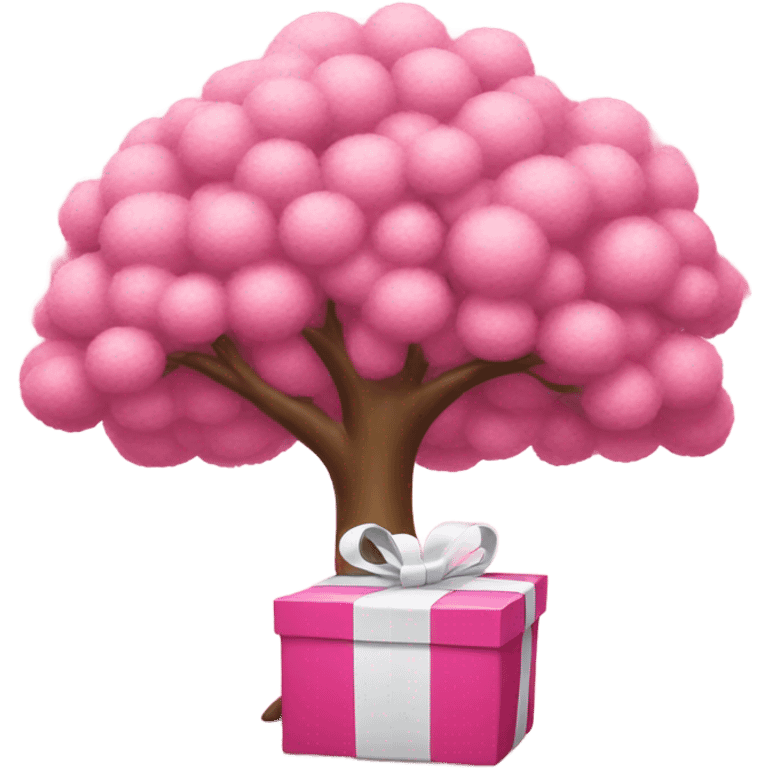 pink tree with white present emoji