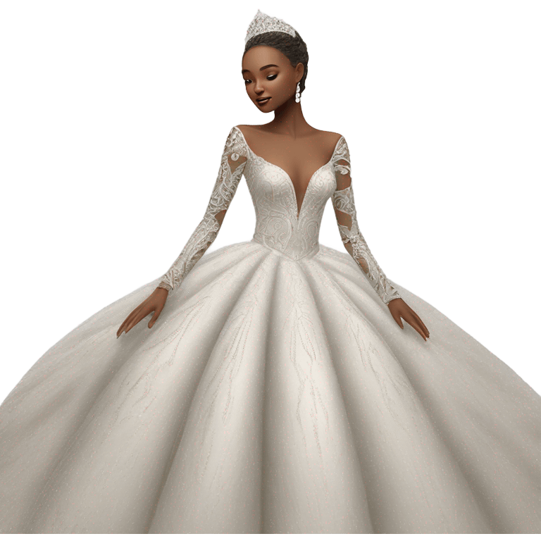 Hyper Realistic ornate ballgown long sleeve Wedding dress with diamanté  emoji