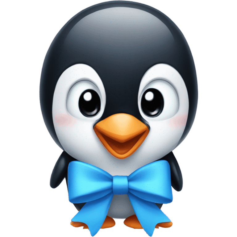 Cute Penguin wearing a blue bow emoji