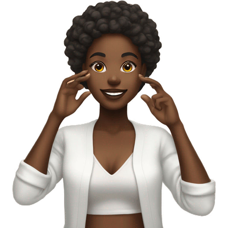 Black girl doing glow recipe skincare emoji