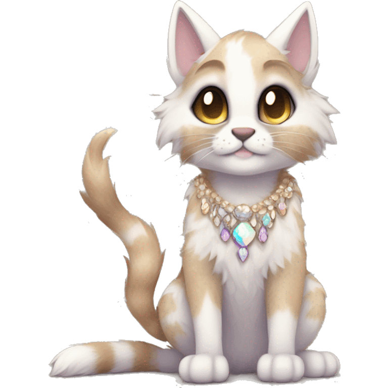 Furry, sparkle, iridescent, colorful, pastel, edgy, cool, fantasy beautiful, brown, beige, white, divine, godly, angelic, animal, anthro, full body, fursona, feline emoji