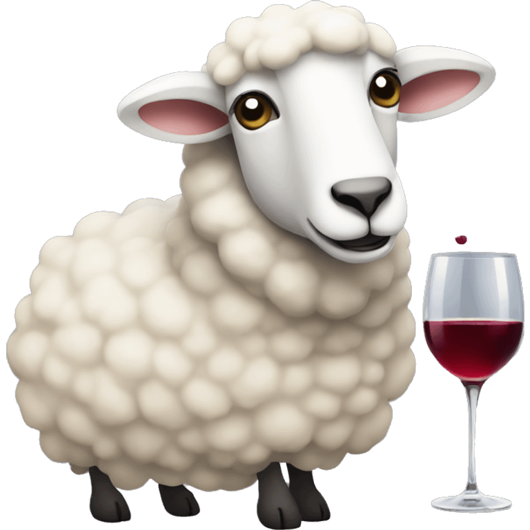 Sheep with a glass of wine emoji