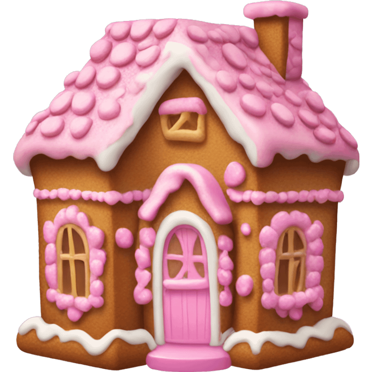 Pink gingerbread house emoji