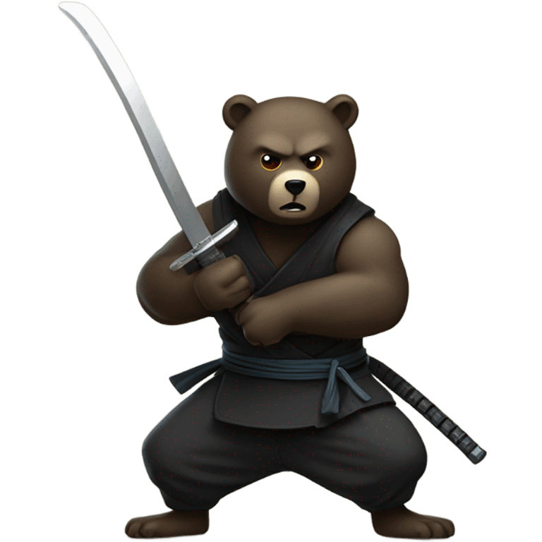 Ninja bear with catana emoji