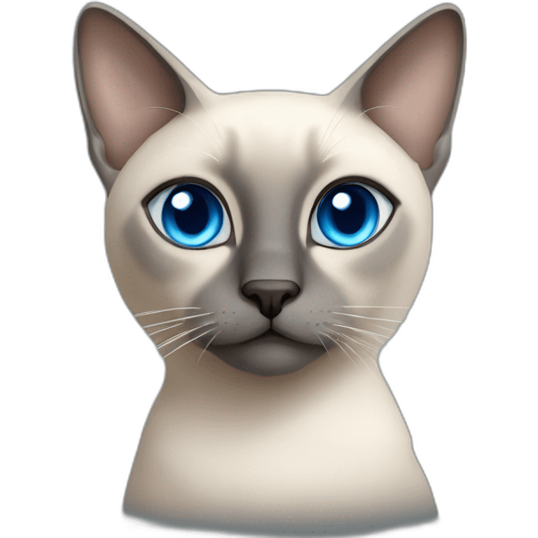 grey siamese cat with blue eyes that are crosseyed emoji