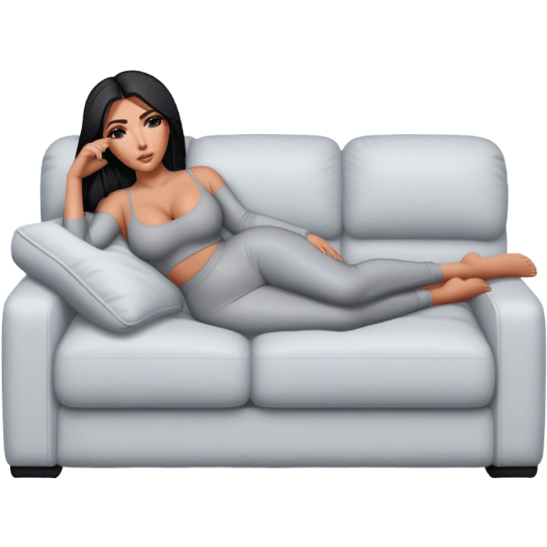 hyper-realistic kim kardashian lie on couch comfy emoji