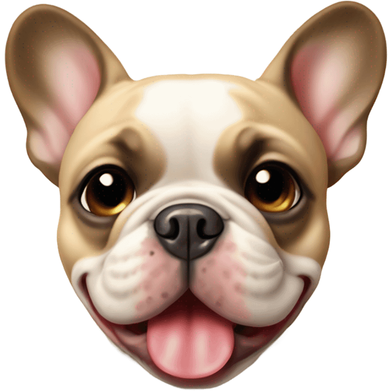 beige french bulldog with its tounge out emoji