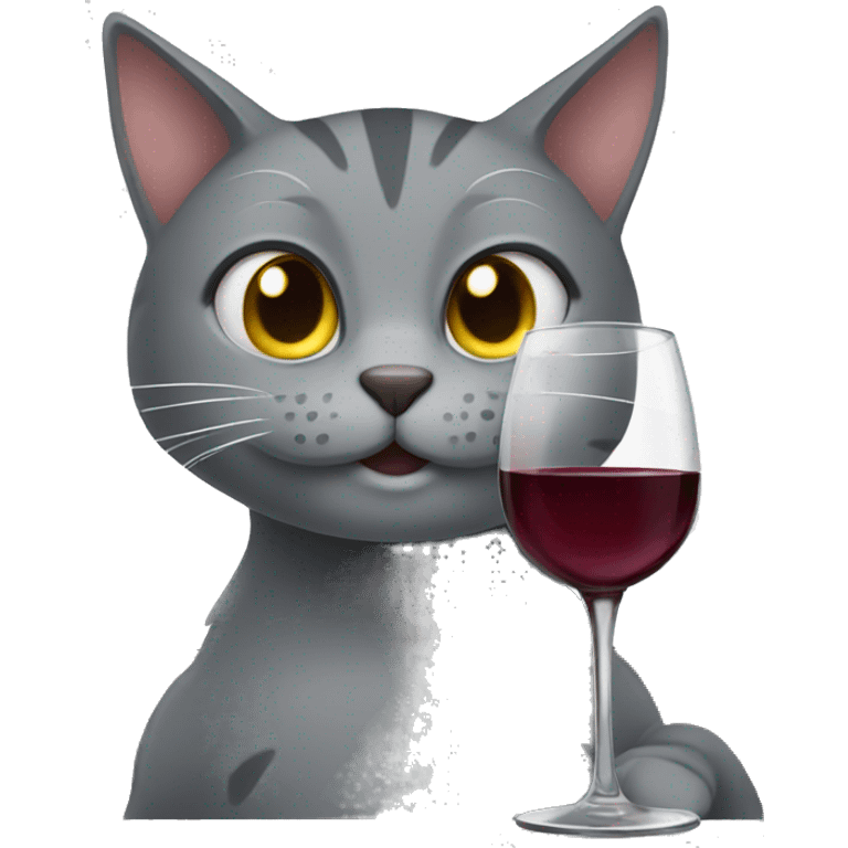 Grey Cat drinking wine emoji