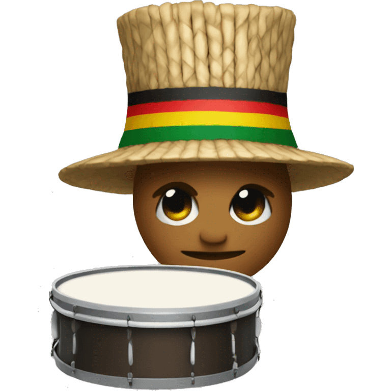 a drum with rasta hat emoji