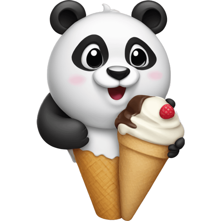 Panda eating ice cream emoji