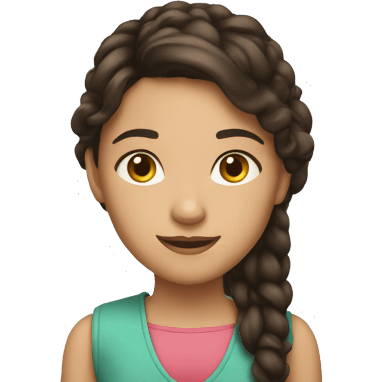 brunette girl with imagination emoji