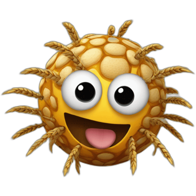 3d sphere with a cartoon spotted wheat Spider skin texture with creepy eyes emoji