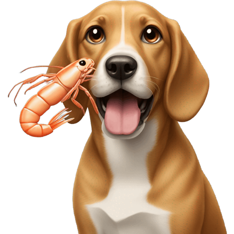 Dog eating a shrimp emoji