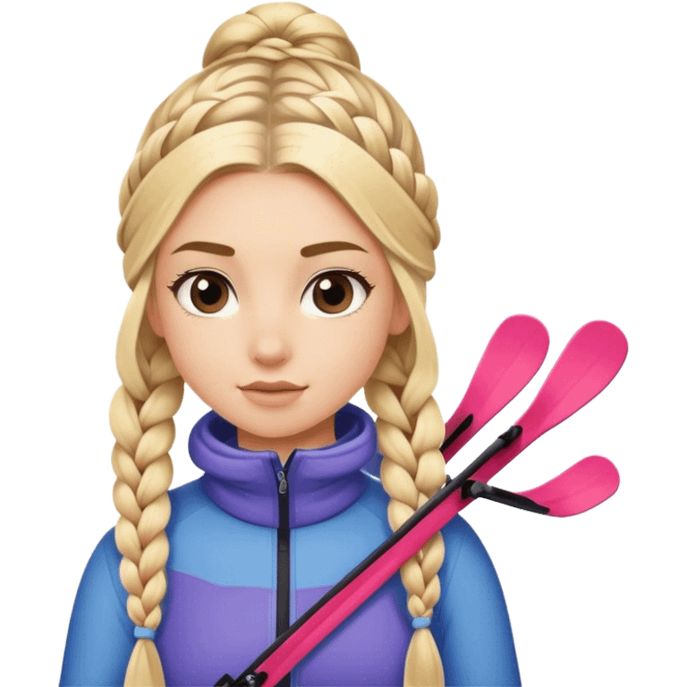 Blonde braided hair skiing girl emoji