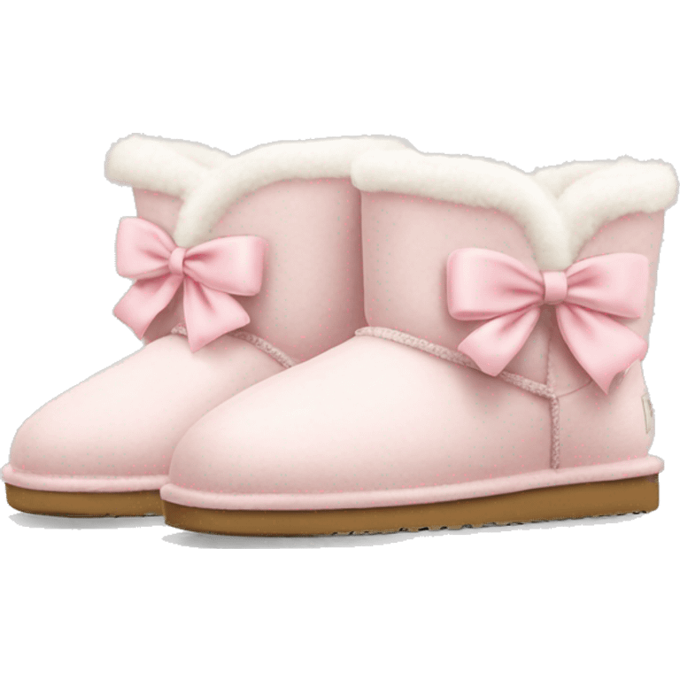 White Ugg slippers light pink bows  emoji