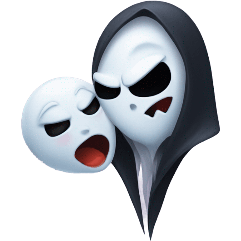 Ghost kissing Mae vampire emoji