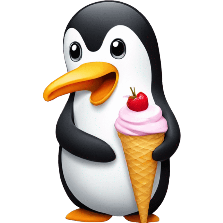 pinguin having an icecream emoji