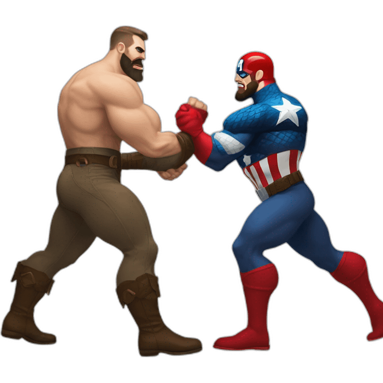 Captain america and zangief shaking hands emoji