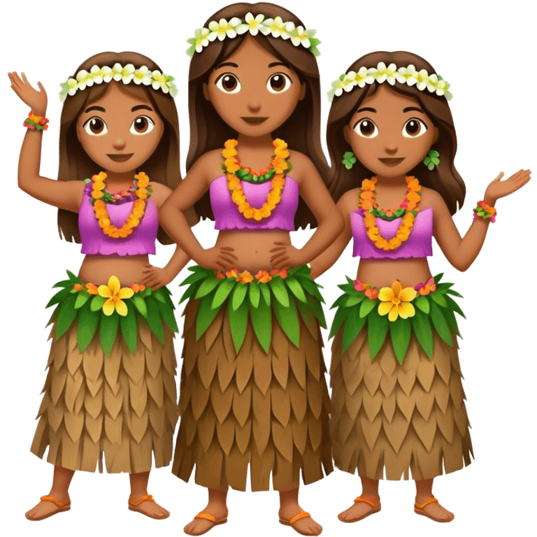 4 hula girls emoji