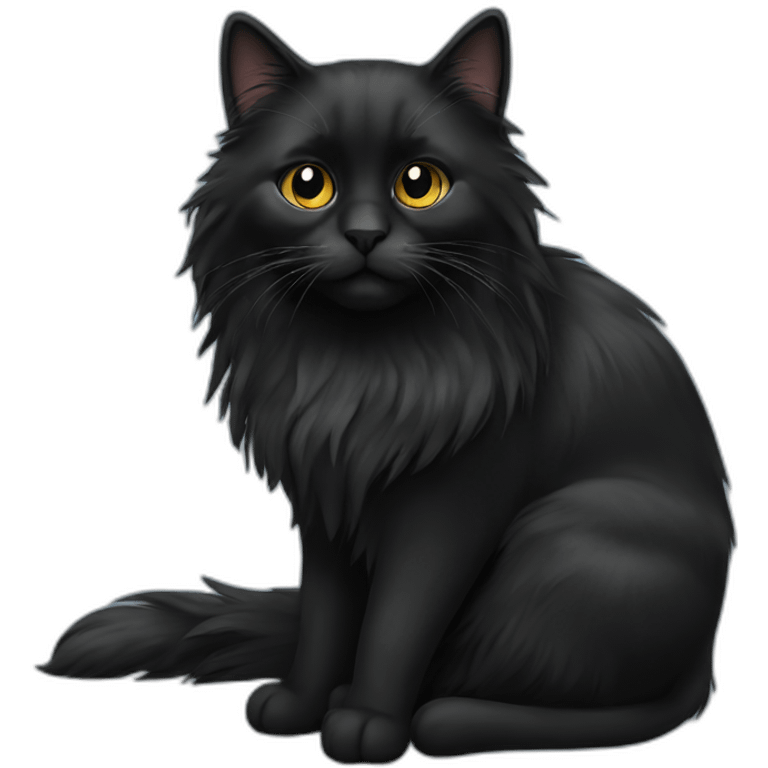 black long haired cat emoji