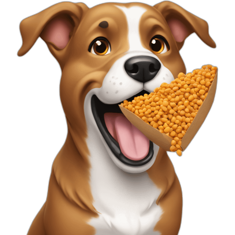 happy dog putting dog food in its mouth emoji