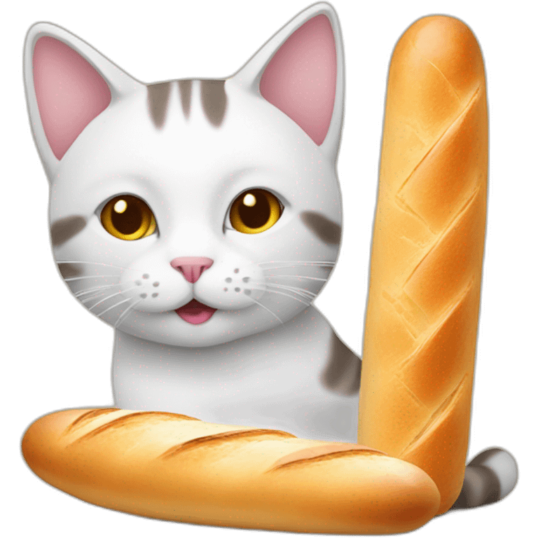 cat with a french baguette emoji