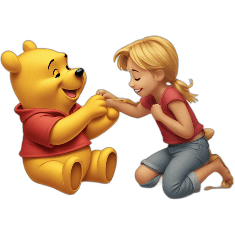 winnie the pooh playing with mickey mouse emoji