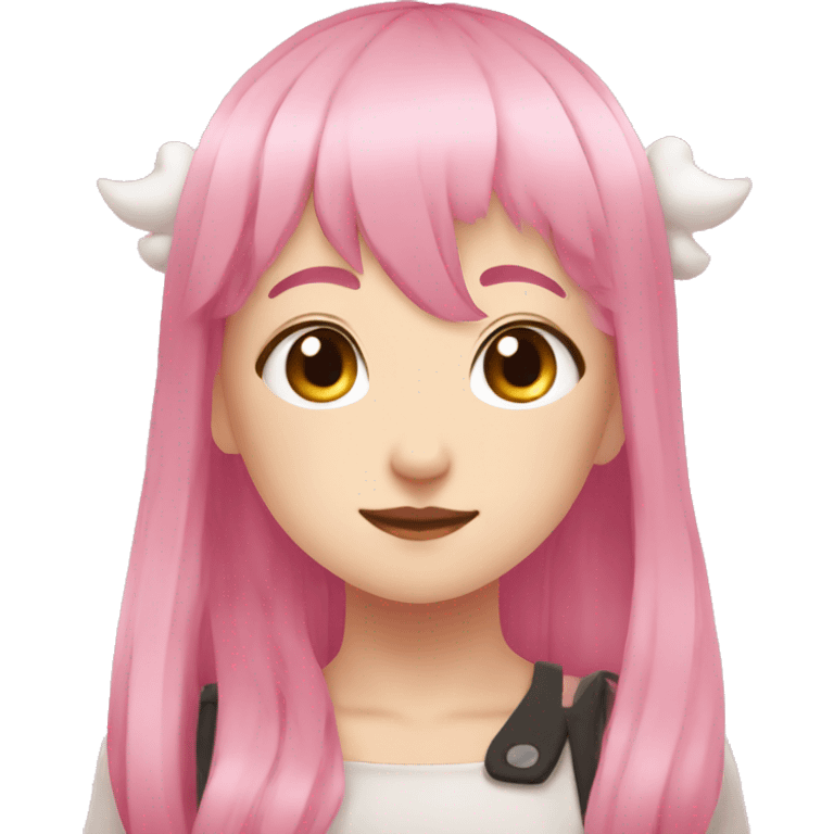 pink hair anime girl with little white horns emoji