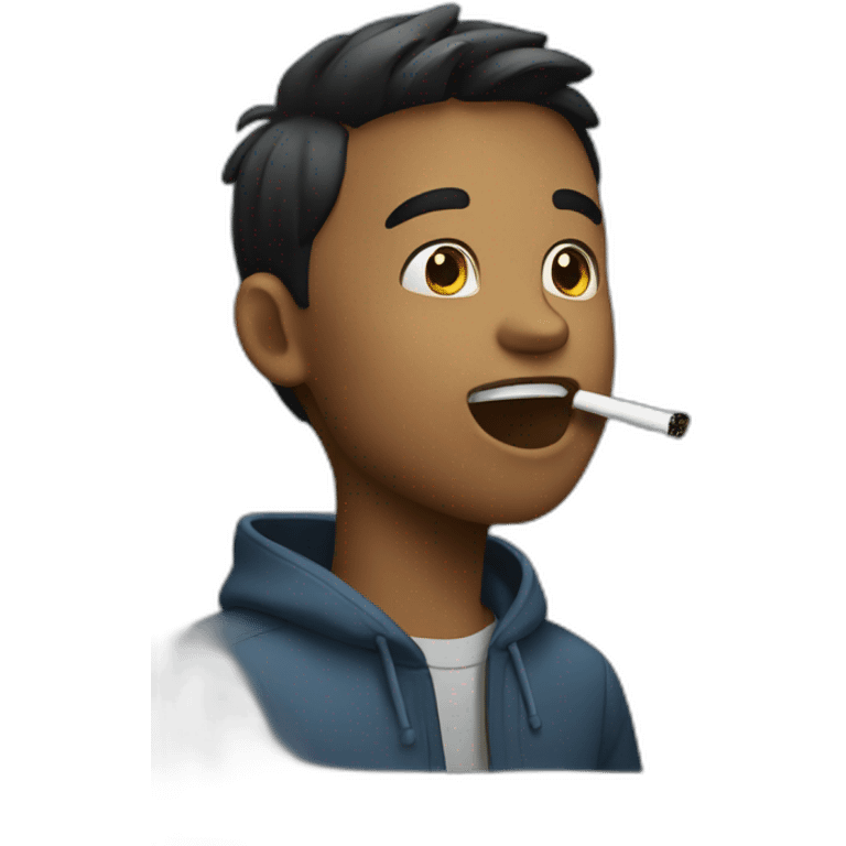 a boy releasing smoke from mouth emoji