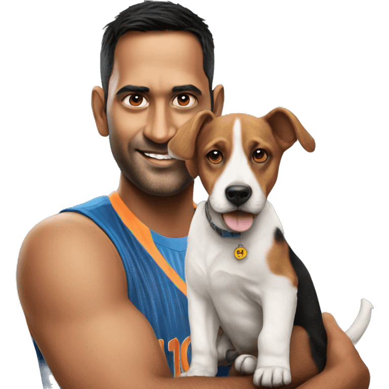 Dhoni with dog emoji