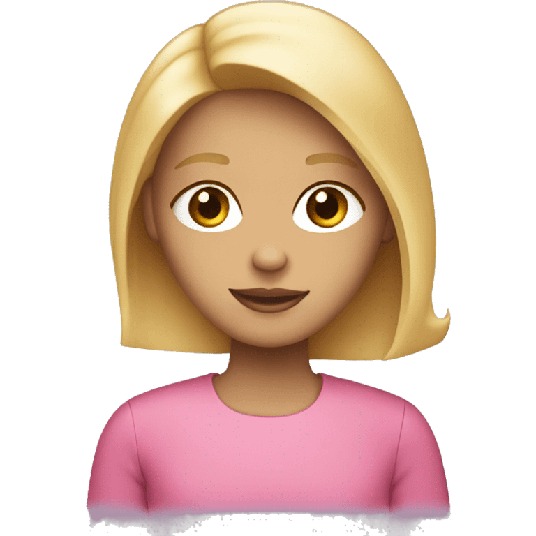 Girl with blond hair and pink MacBook  emoji