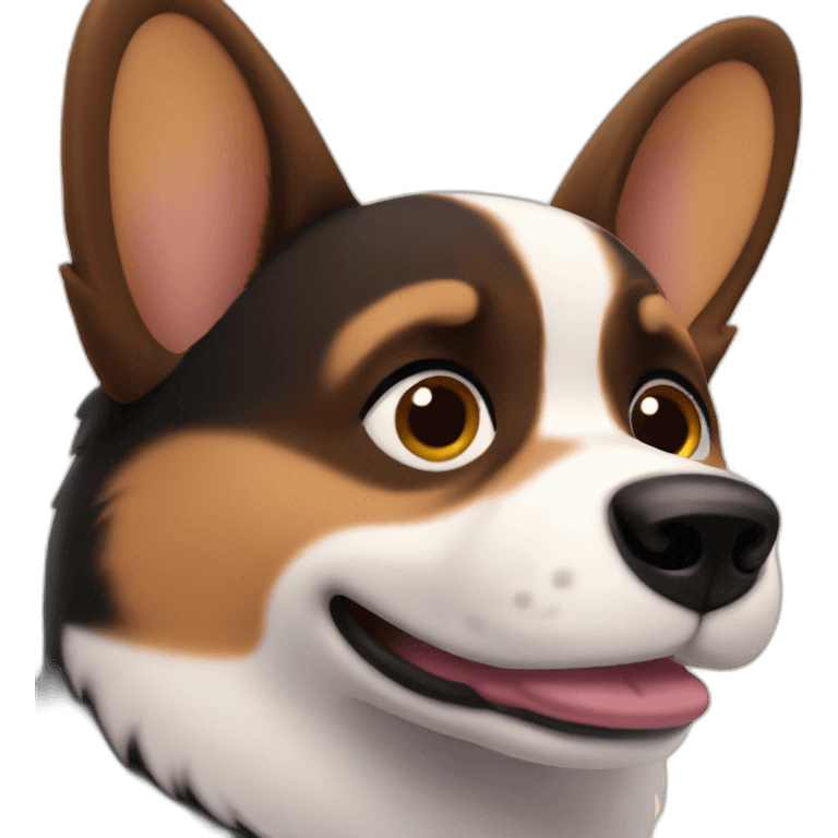 Black corgi Pixar style sad emoji