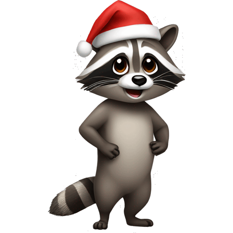 raccoon wearing santa hat emoji