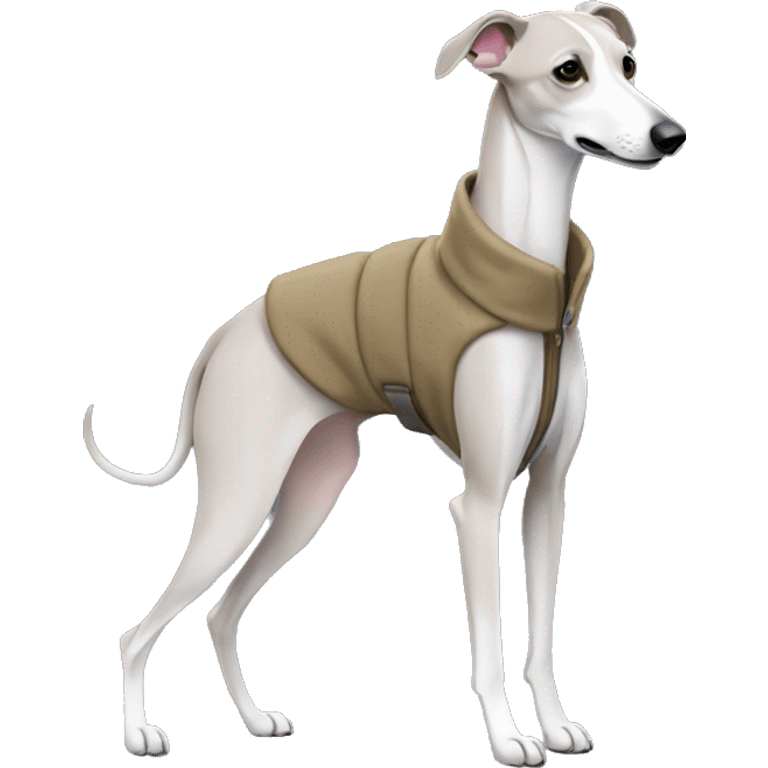 Whippet wearing a coat emoji