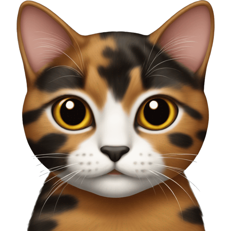 cute tortoiseshell cat with half black half ginger face emoji