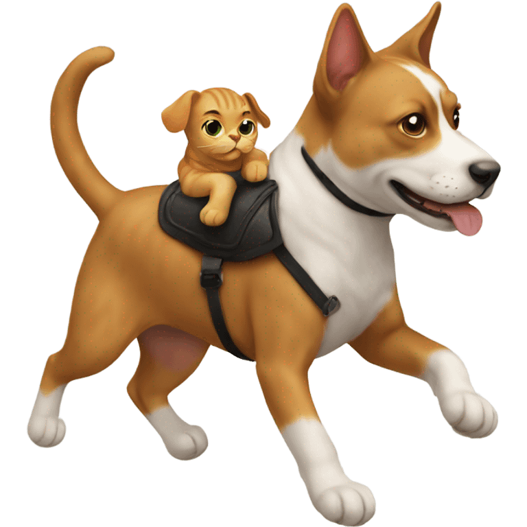 Cat riding a dog emoji