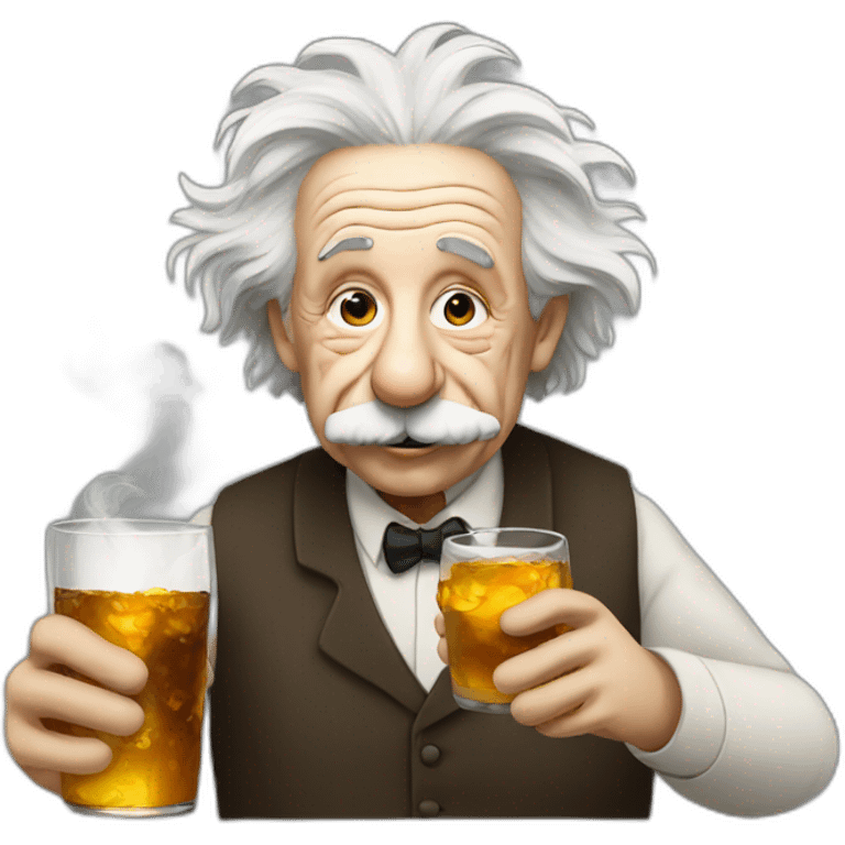 Einstein drinking and smoking  emoji