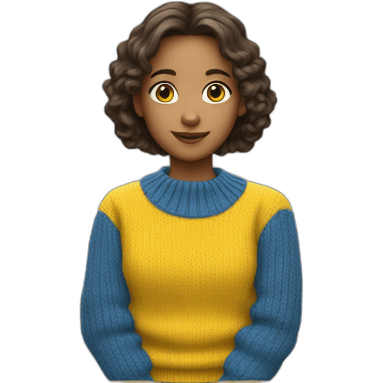 Girl in blue and yellow sweater emoji