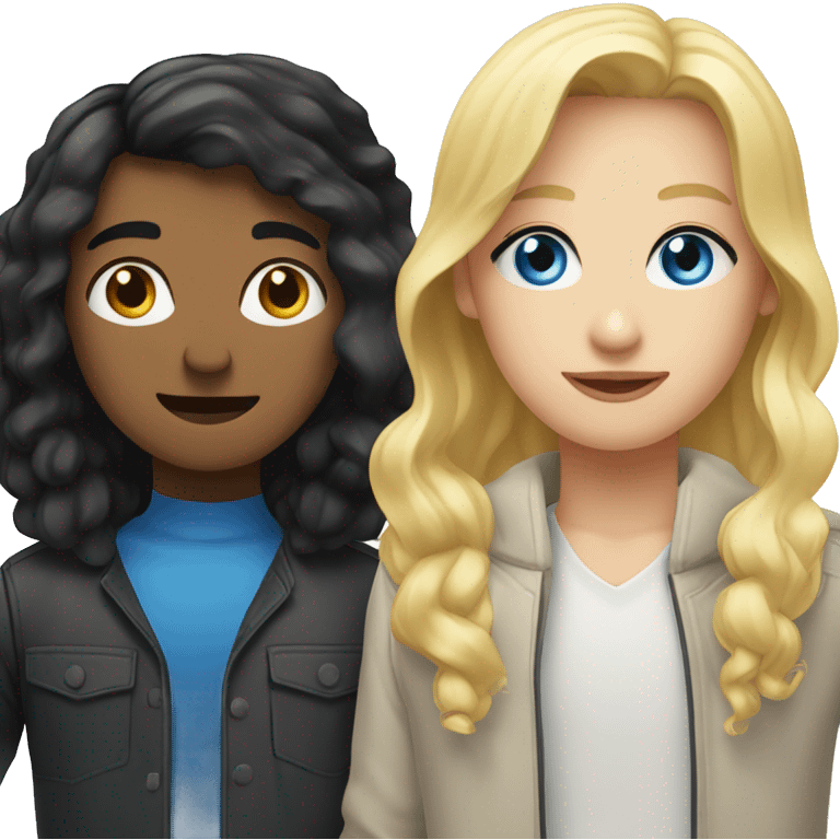 Woman with black hair blue eyes next to man with blonde hair blue eyes  emoji