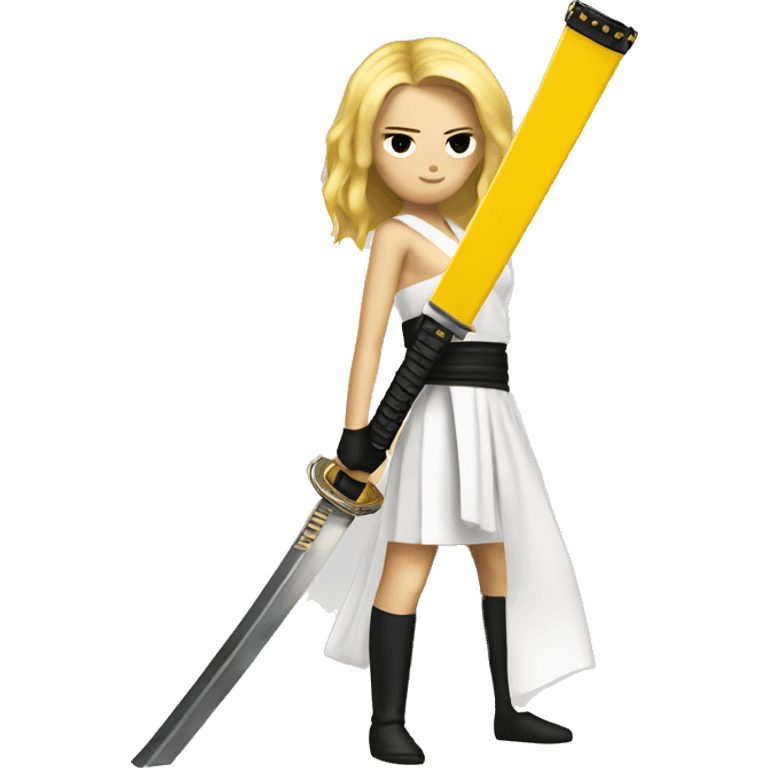 Kill bill blonde hair with katana across body emoji