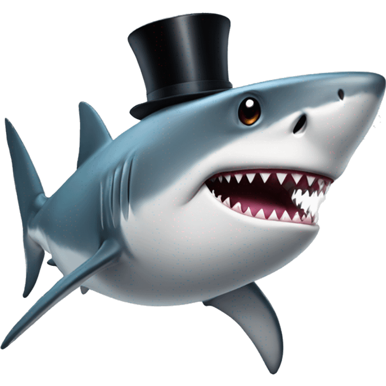 Shark with a top hat emoji