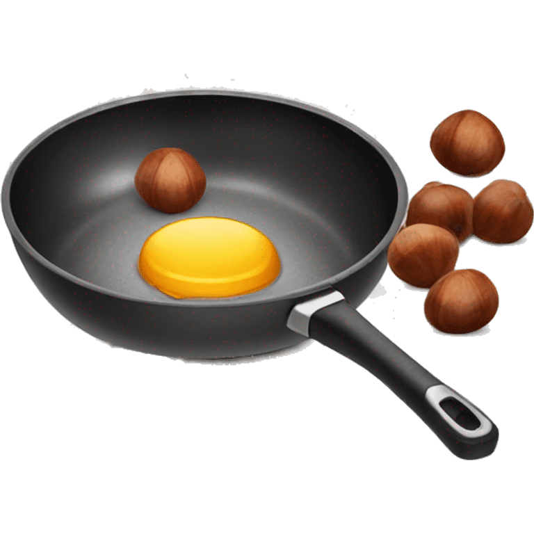 frying pan with chestnuts
 emoji