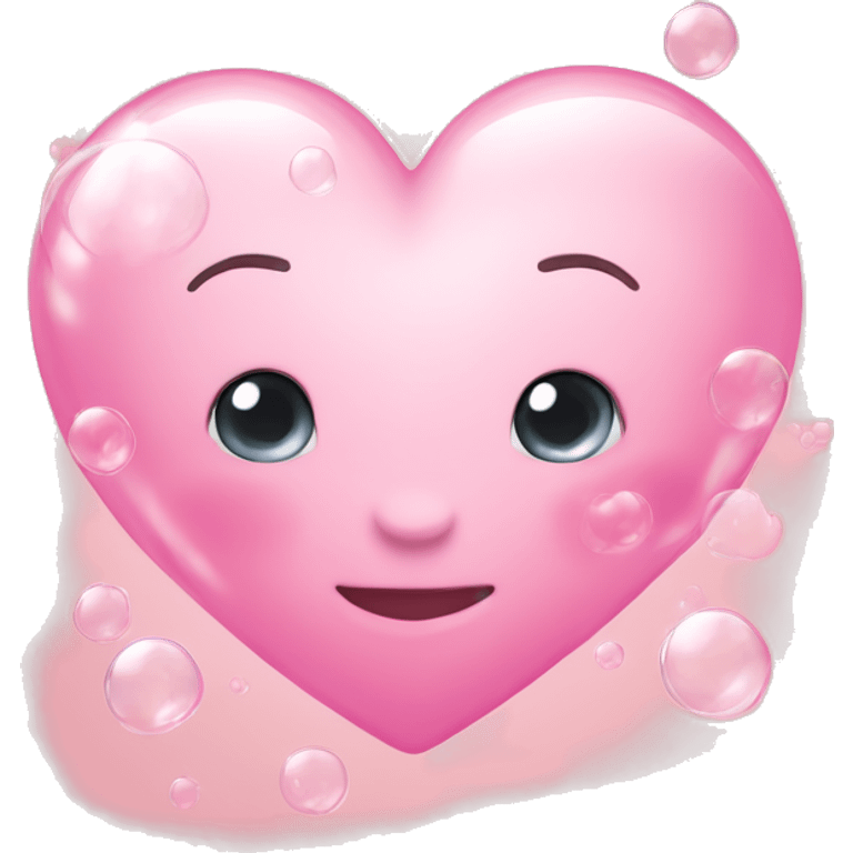 Baby pink heart and soap bubbles emoji