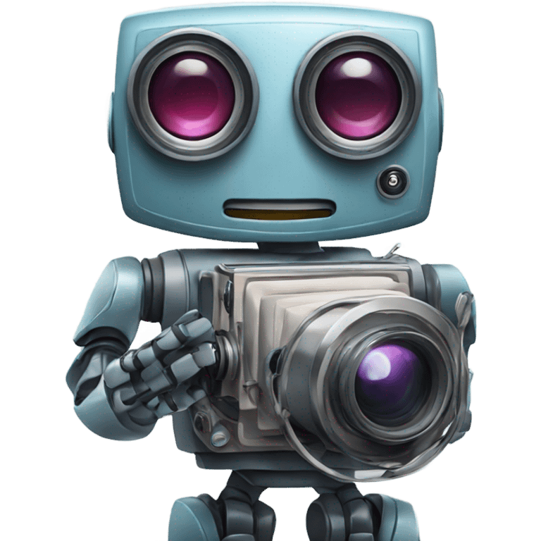 robot holding a movie camera emoji